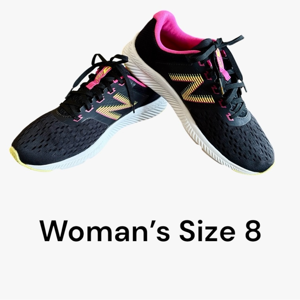 New Balance Black and Pink Sneakers with Breathable Mesh Size 8 1/2